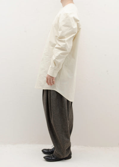 HED MAYNER COLLARLESS RAGLAN SHIRT / IVORY