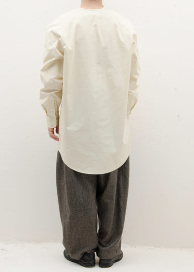HED MAYNER COLLARLESS RAGLAN SHIRT / IVORY