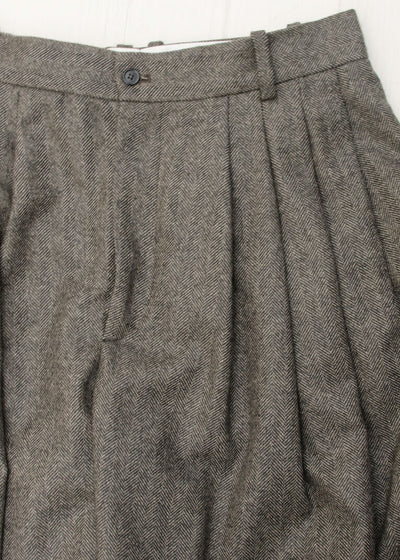 HED MAYNER 8 PLEAT PANT / GRAY HERRINGBONE