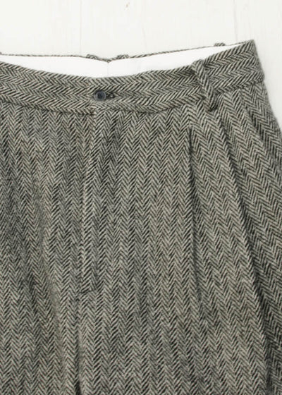 HED MAYNER 6 PLEAT PANT / GREY HERRINGBONE