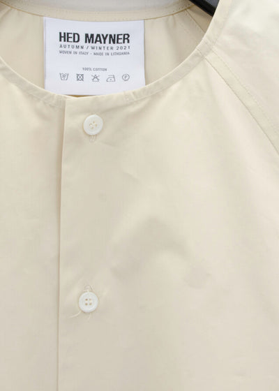 HED MAYNER COLLARLESS RAGLAN SHIRT / IVORY