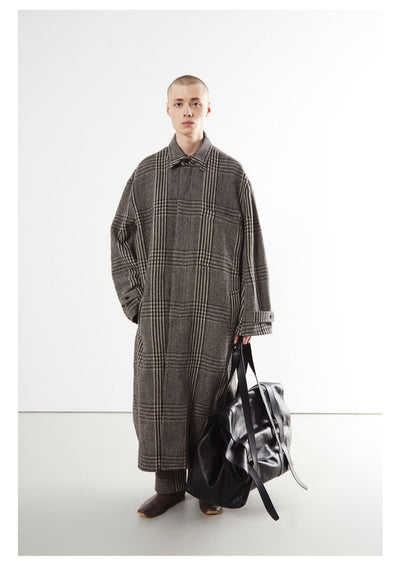 HED MAYNER OVERCOAT BLACK-ECRU CHECKS