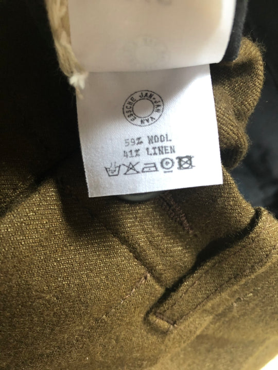 JAN-JAN VAN ESSCHE "TROUSERS#65" OLIVE VINTAGE LINEN/WOOL