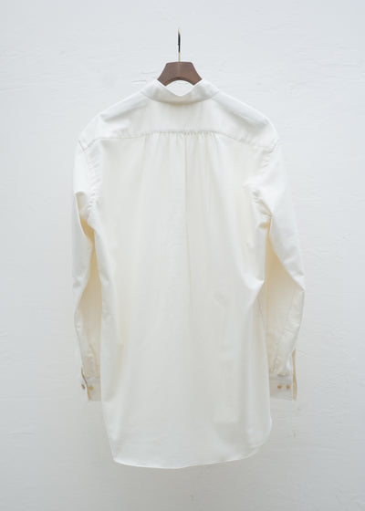ZIIIN "KAFKA" STAND COLLAR GATHER SHIRT ORGANIC COTTON / BEIGE