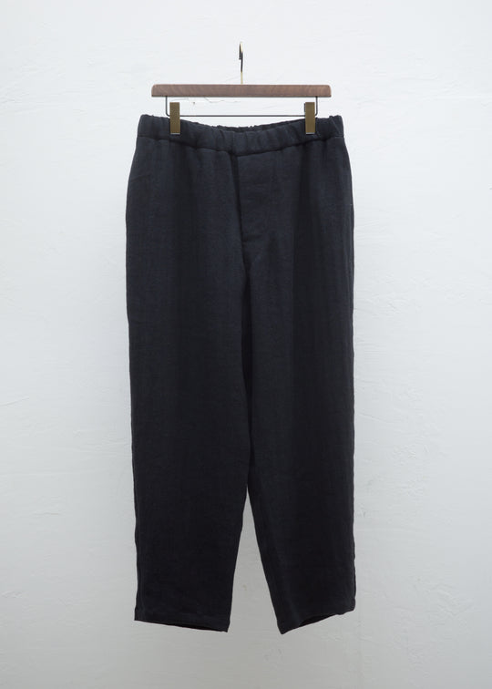 ZIIIN "KANON" STRAIGHT PANT LINEN WOOL HERRINGBONE / BLACK