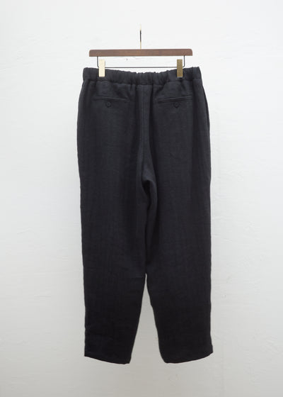 ZIIIN "KANON" STRAIGHT PANT LINEN WOOL HERRINGBONE / BLACK