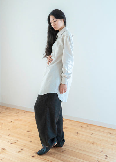 ZIIIN "DARMA" 3 TUCK WIDE PANT / BROWN BLACK