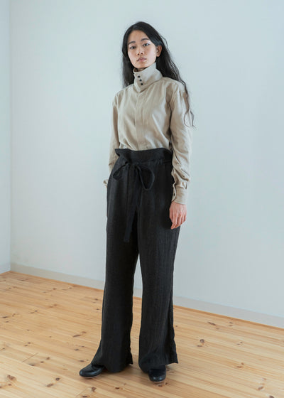ZIIIN "OSCAR / 21AW" HIGH NECK COLLAR SHIRT / BEIGE