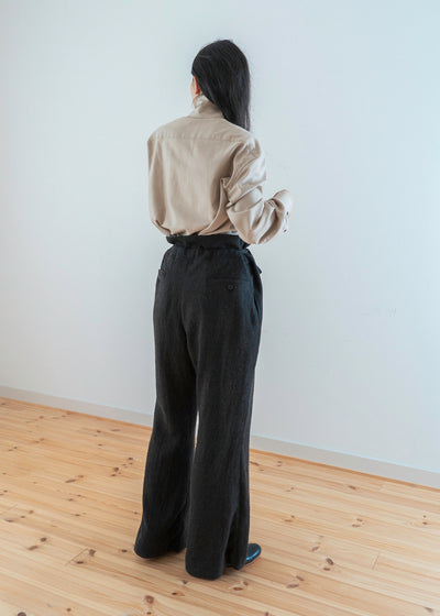ZIIIN "OSCAR / 21AW" HIGH NECK COLLAR SHIRT / BEIGE