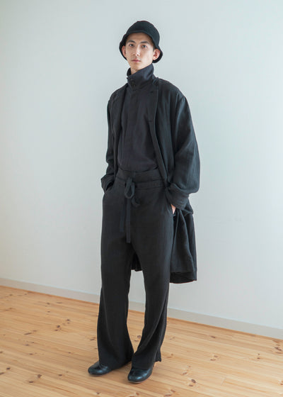 ZIIIN "OSCAR / 21AW" HIGH NECK COLLAR SHIRT / BLACK