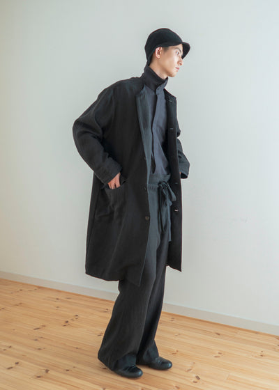 ZIIIN "OSCAR / 21AW" HIGH NECK COLLAR SHIRT / BLACK