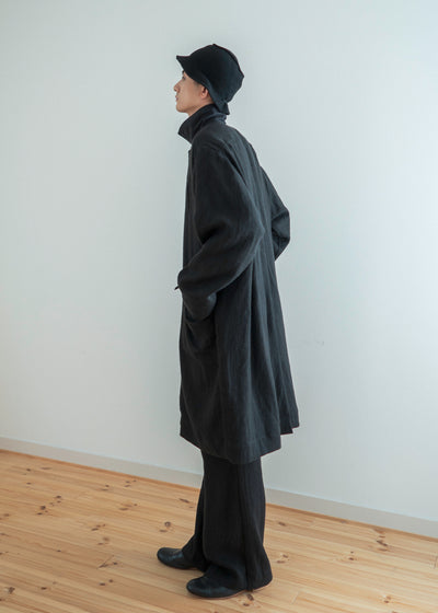 ZIIIN "OSCAR / 21AW" HIGH NECK COLLAR SHIRT / BLACK